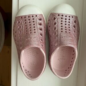 Native Pink and White Water Shoes with Perforated Design